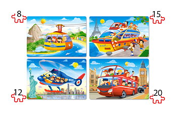 Travel the World, 4 pussel - 8, 12, 15 och 20 bitar (B-041015)
