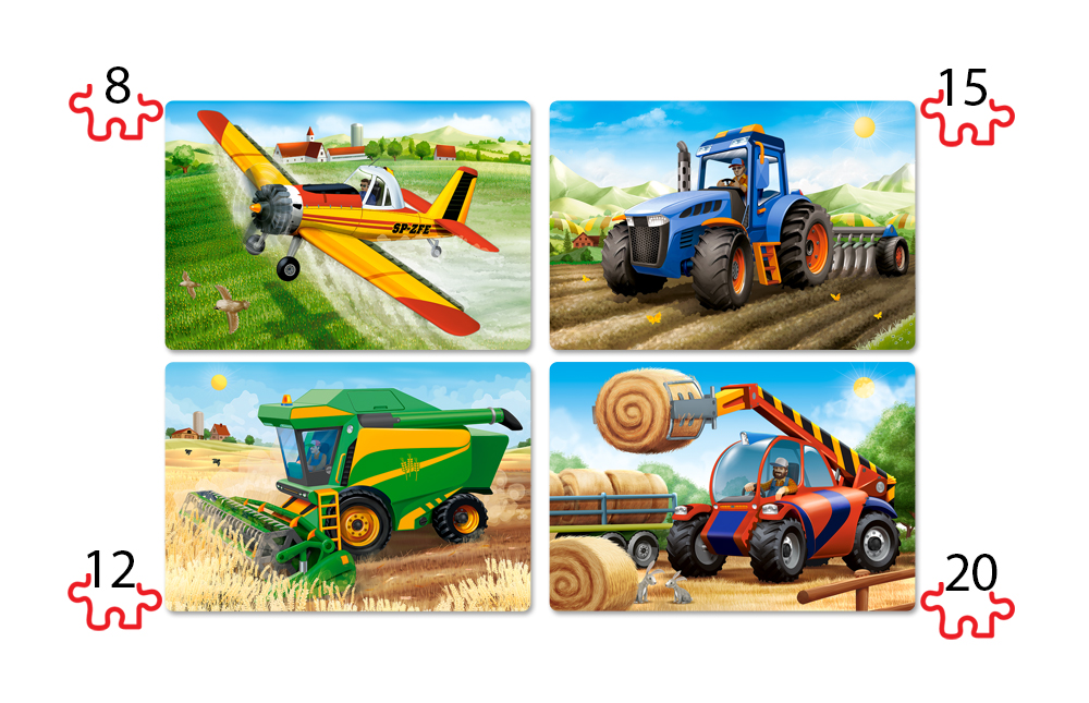 Agricultural Machines, 4 pussel - 8, 12, 15 och 20 bitar (B-041039)