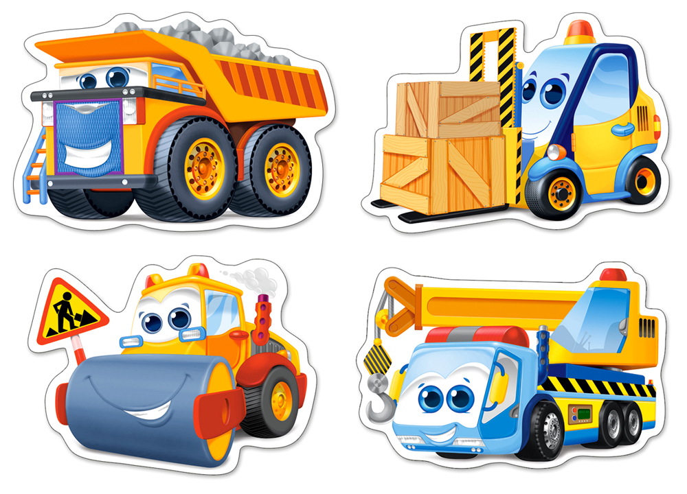 Funny Building Machines, 4 pussel - 3, 4, 6 och 9 bitar (B-005024)