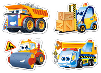 Funny Building Machines, 4 pussel - 3, 4, 6 och 9 bitar (B-005024)
