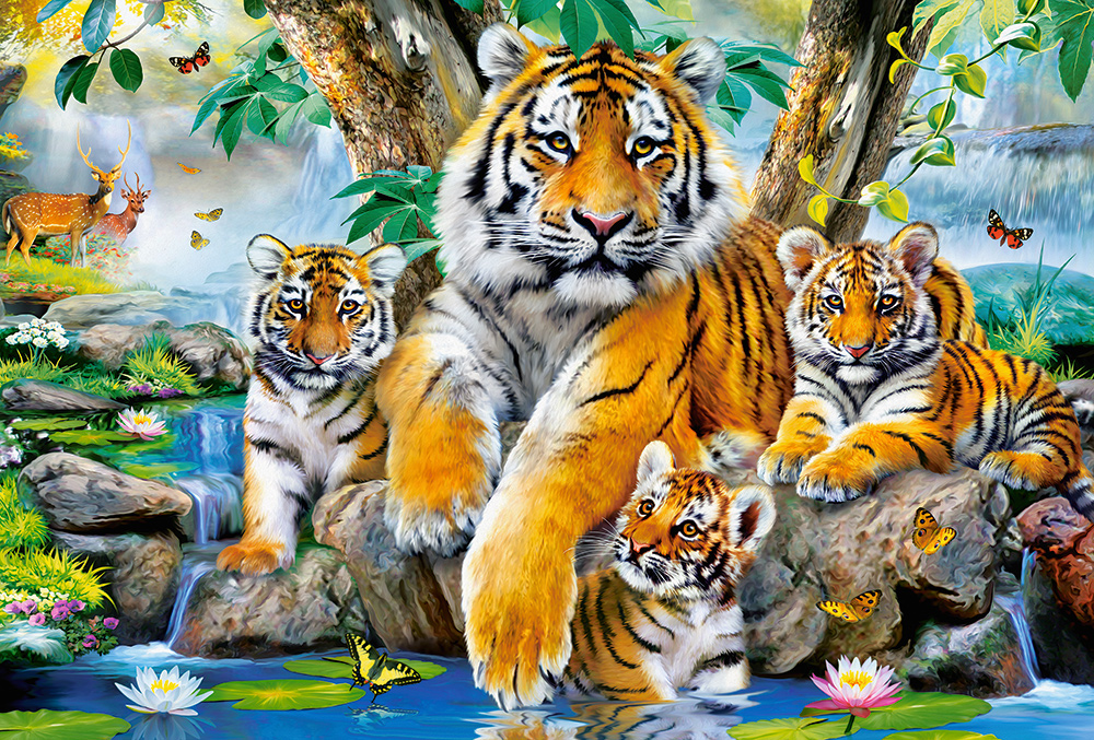 Tigers by the Stream, puslespil med 1000 brikker (C-104413)
