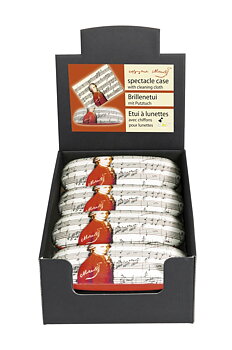 Brilleetuier med pudseklude, Wolfgang Amadeus Mozart, Borddisplay med 8 stk. TEMA-produkt