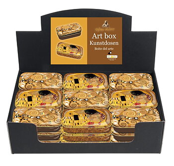 Art-boxes avlånga, Gustav Klimt, Bordsdisplay med 36 st., TEMA-produkt