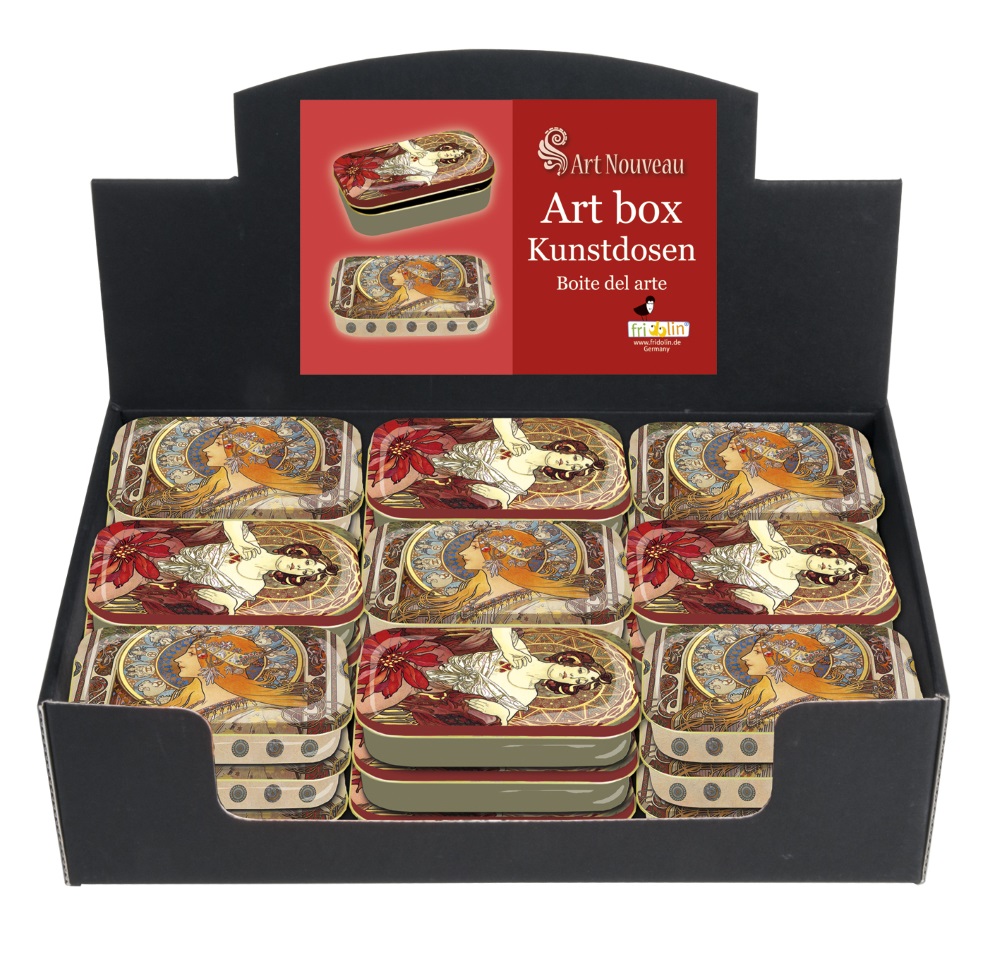 Art-boxes avlånga, Art Nouveau, Bordsdisplay med 36 st., TEMA-produkt