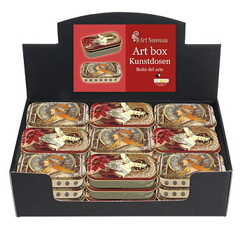 Art-boxes avlånga, Art Nouveau, Bordsdisplay med 36 st., TEMA-produkt