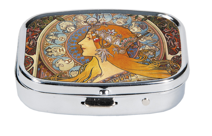 Pilleæske med spejl, Zodiak, Art Nouveau TEMA-produkt
