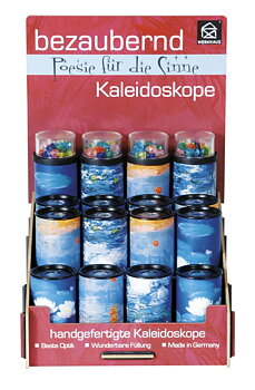 Optisk legetøj, Claude Monet, Borddisplay med 4 motionskop, 8 kalejdoskoper, 4 fasettögon, TEMA-produkt