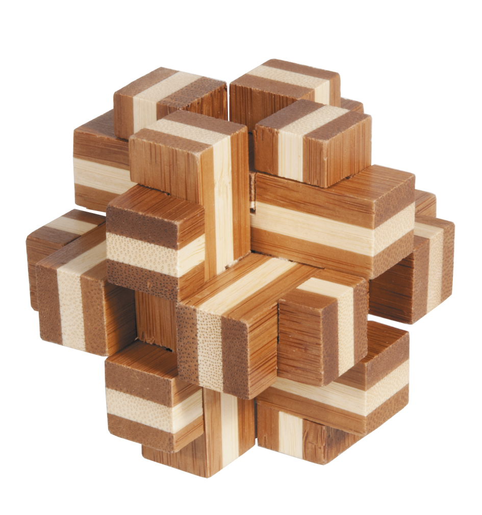 Bambu-3D-pussel, naturfärgat, Kub-kors, Svårighetsgrad: 4/5