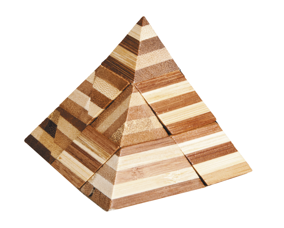 Bambu-3D-pussel, naturfärgat, Pyramid, Svårighetsgrad: 3/5