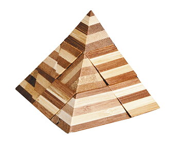 Bambus-3D-puslespil, naturfarvet, Pyramide, Sværhedsgrad: 3/5