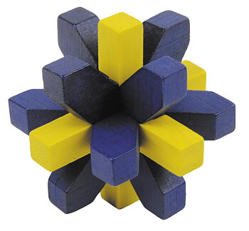 Bambu-3D-pussel, färgat, Kristall, blå/gul, Svårighetsgrad: 4/5