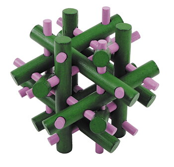 Bambus-3D-puslespil, farvet, Magiske pinde, grøn/rosa, Sværhedsgrad: 4/5