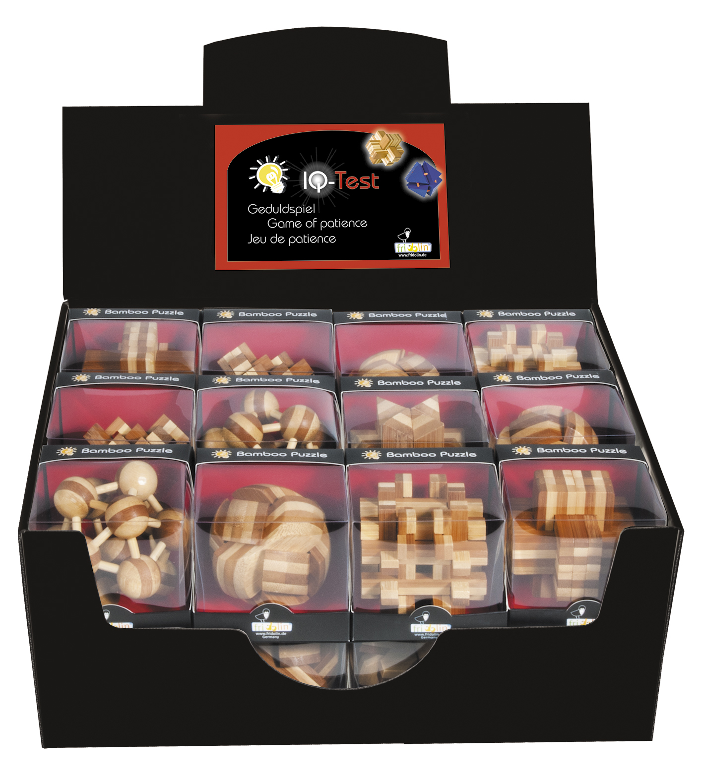 Bambu-3D-pussel, Naturfärgade, Bordsdisplay med 24 st.