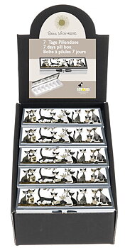 7-dages pilleæske med spejl, Rosina Wachtmeister, Cats Sepia, Borddisplay, 18 stk.