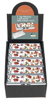 7-dages pilleæske med spejl, Maria Sibylla Merian, Borddisplay, 18 stk.