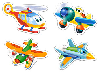 Funny Planes, 4 pussel - 3, 4, 6 och 9 bitar (B-005048)