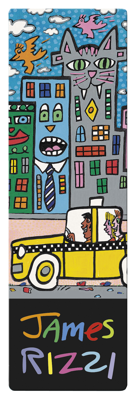 Bogmærke i pap, Hello Yellow Ride Back Home, James Rizzi TEMA-produkt