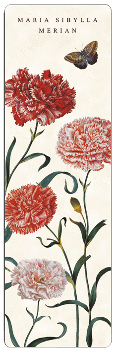 Bogmærke i pap, Nelliker, Maria Sibylla Merian