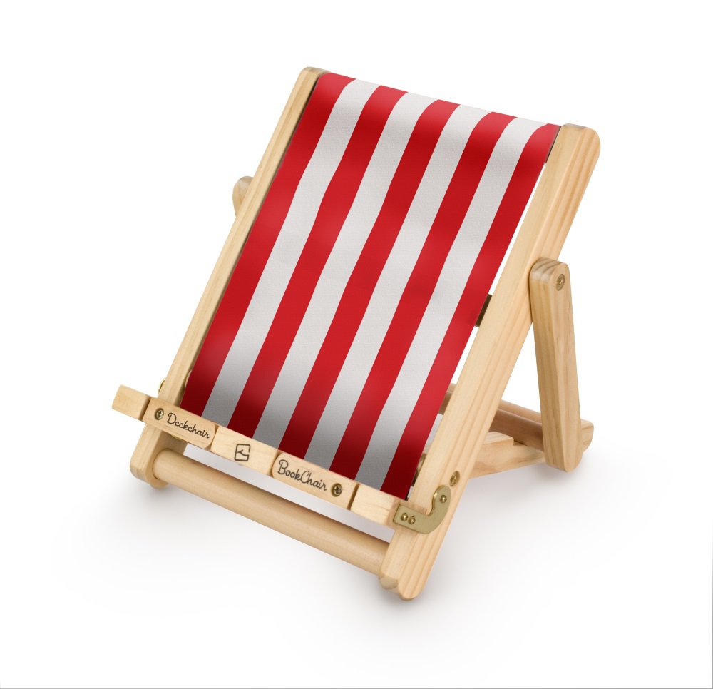 Bookchair, Deckchair, Randigt rött tyg