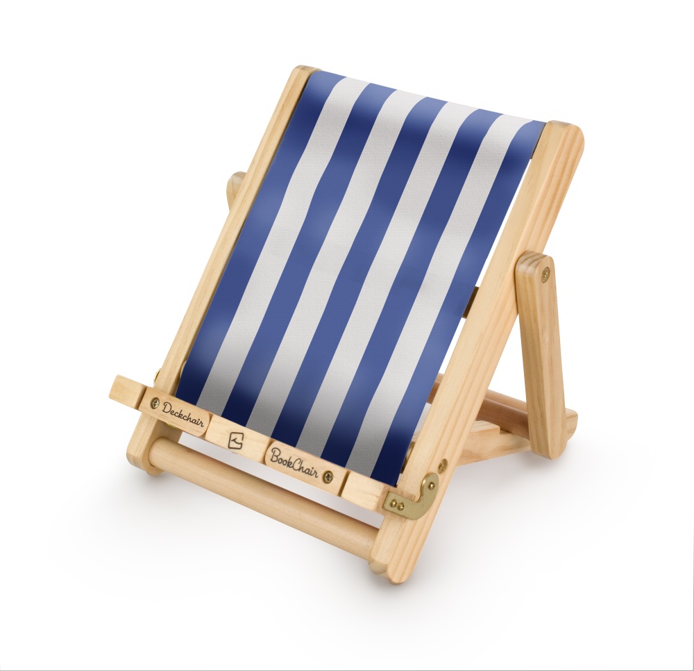 Bookchair, Deckchair, Stribet blåt stof