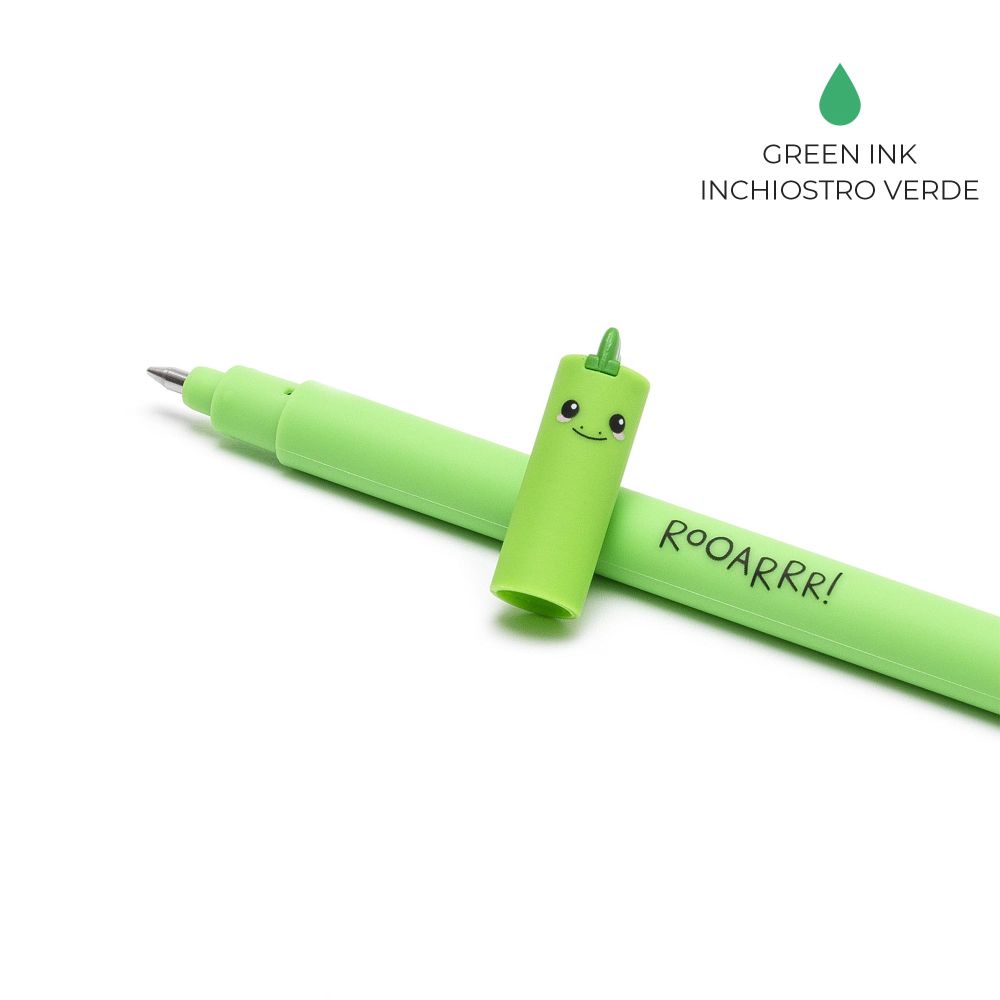 Erasable gel pen, Dino, grøn, gelpen med blæk der kan viskes ud - 4