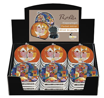 Sminkspeglar, tygklädda, Paul Klee, Bordsdisplay med 18 st., TEMA-produkt