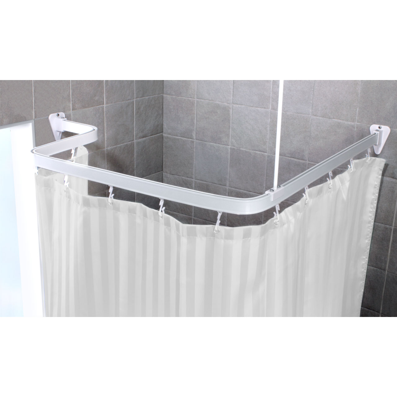 Riel de cortina flexible blanco, barras de cortina de ducha para montaje en  techo o pared, riel divisor de habitación de aluminio para baño, sala de