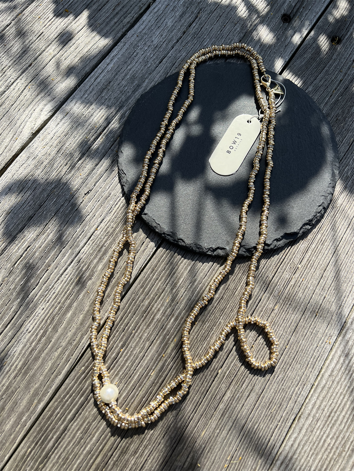 BOW19 Glow Long Necklace Gold - 4