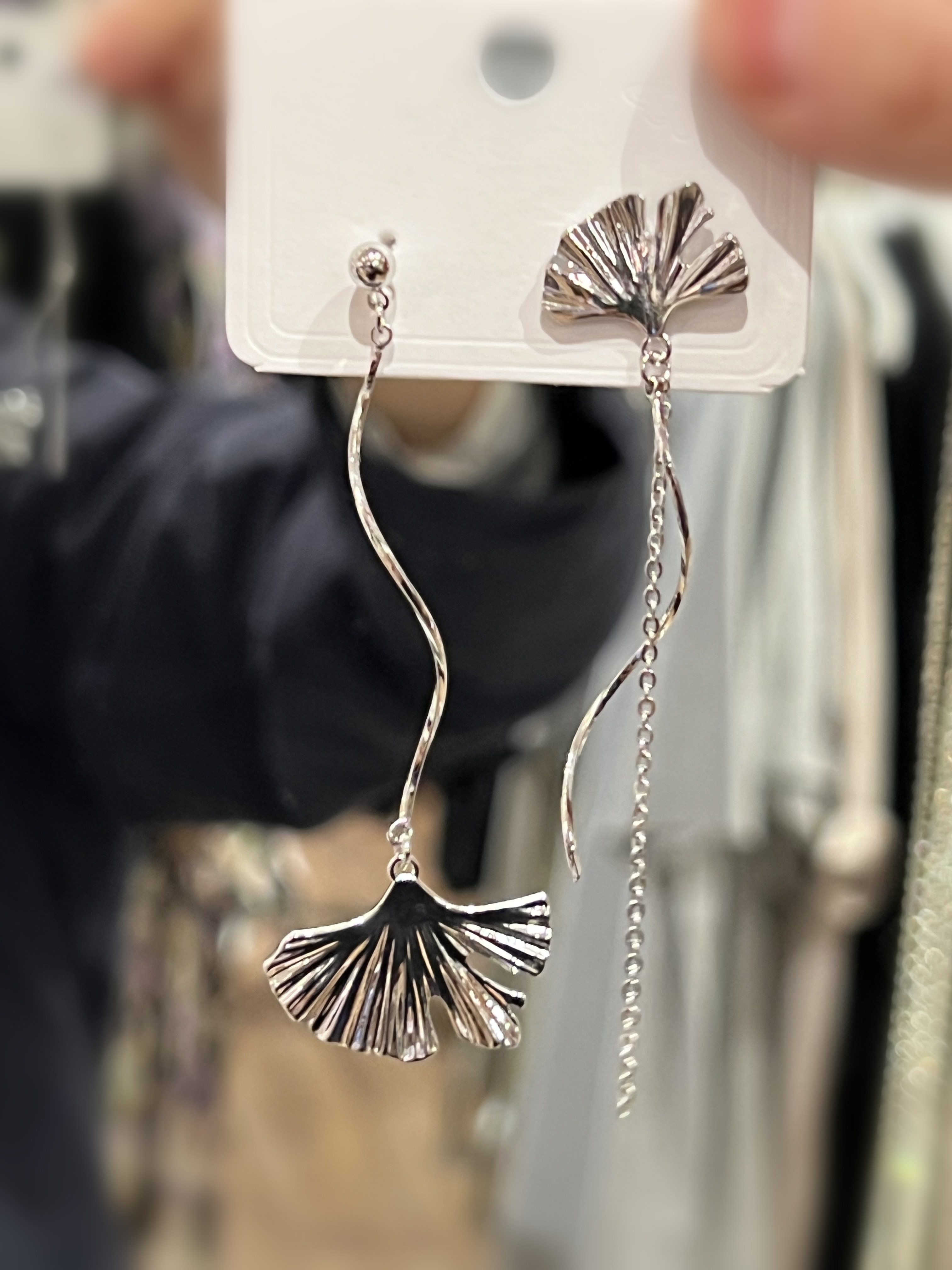 VACC Asymmetrical Ginkgo Leaf Earrings