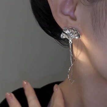 VACC Asymmetrical Ginkgo Leaf Earrings