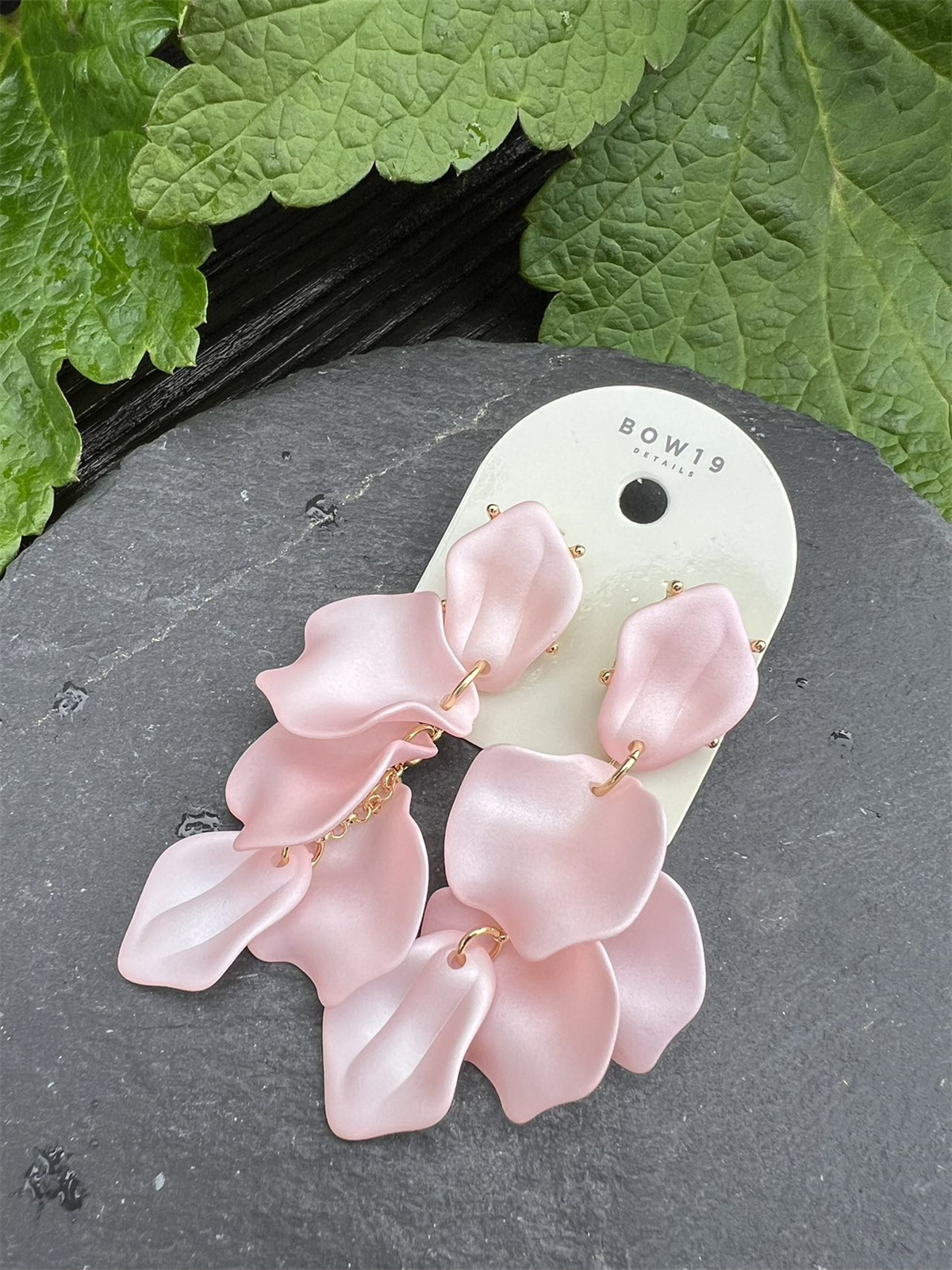 BOW19 Leaf Earrings Pearl light pink - 2