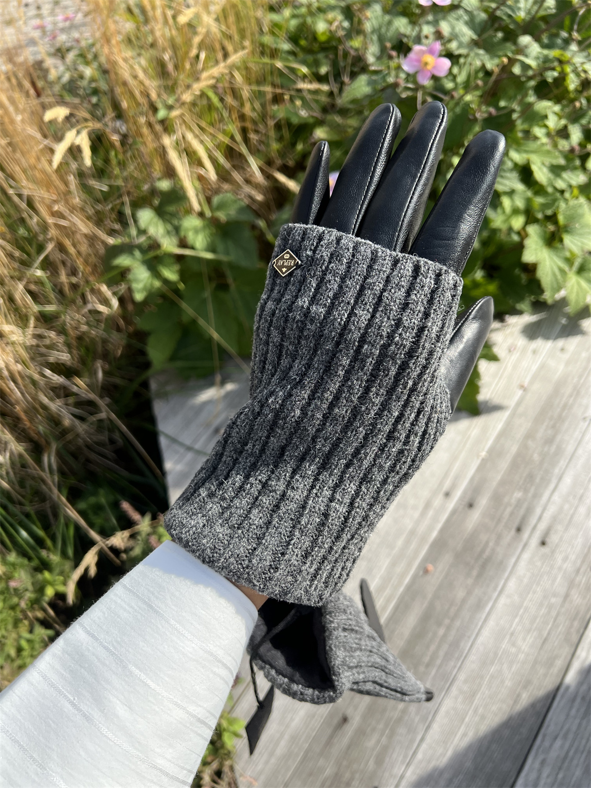 Replay Leather And Wool Gloves - 2