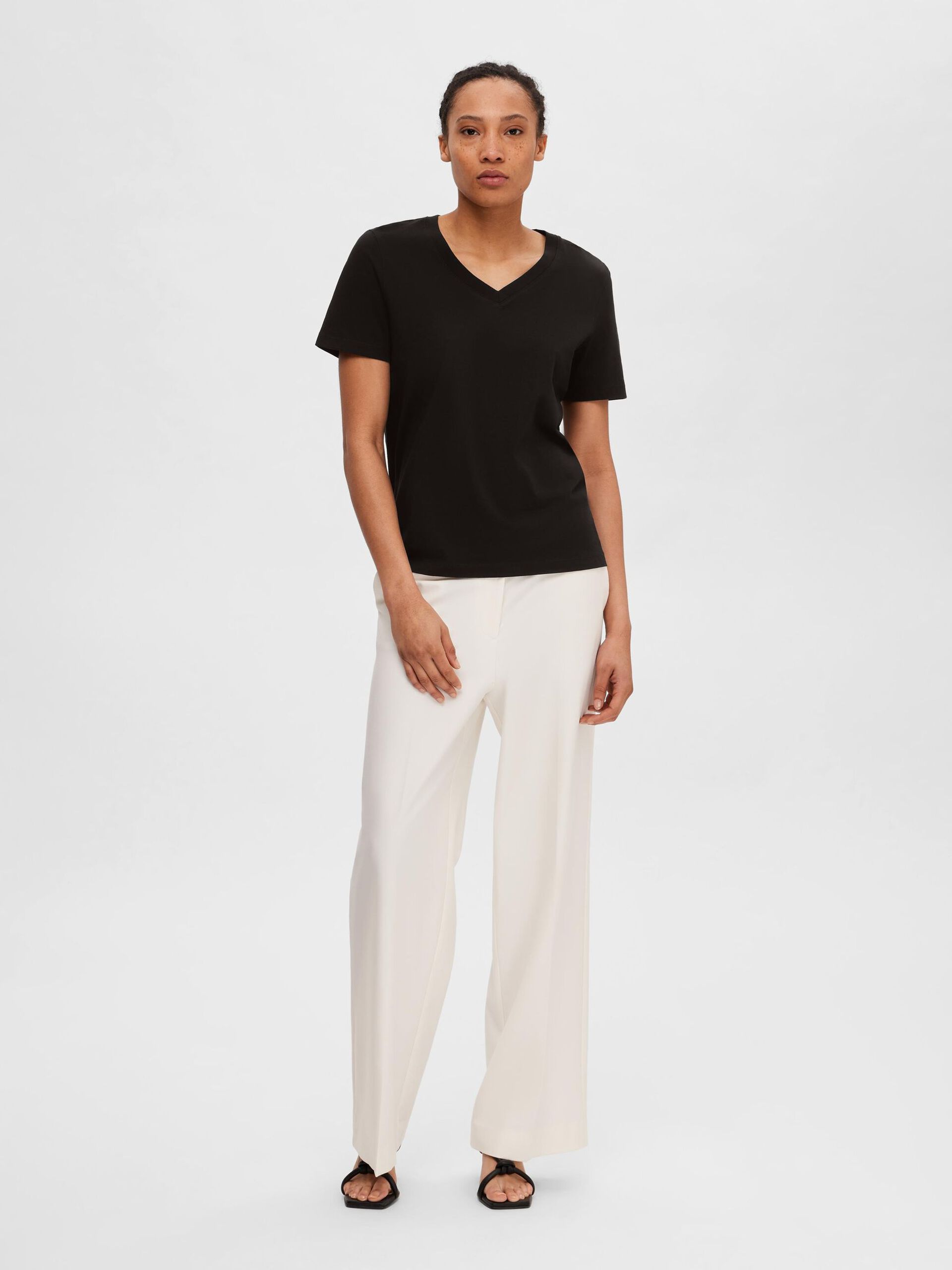 Selected Femme V-neck Classic T-shirt Black - 2