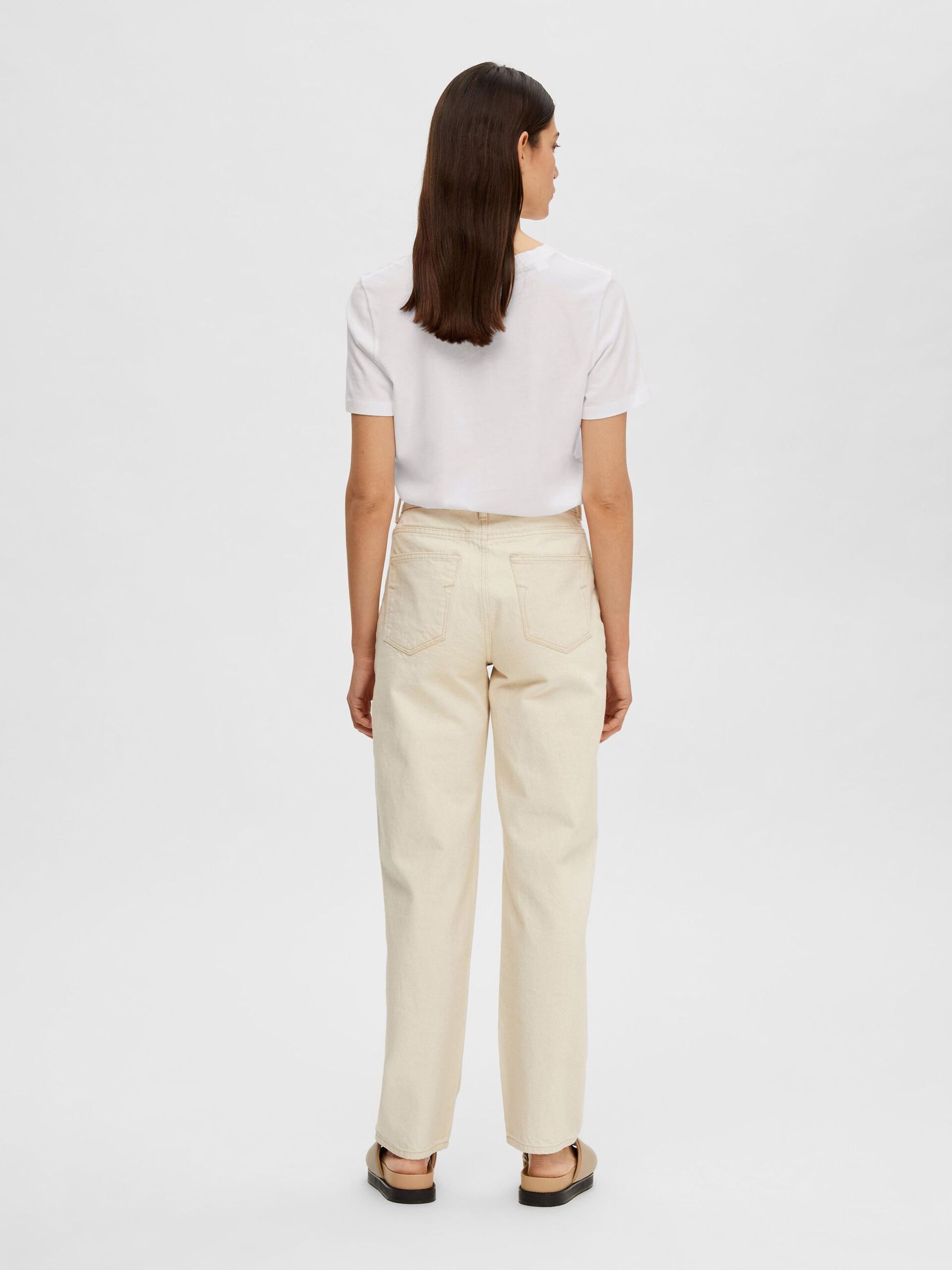 Selected Femme V-neck Classic T-shirt White - 3