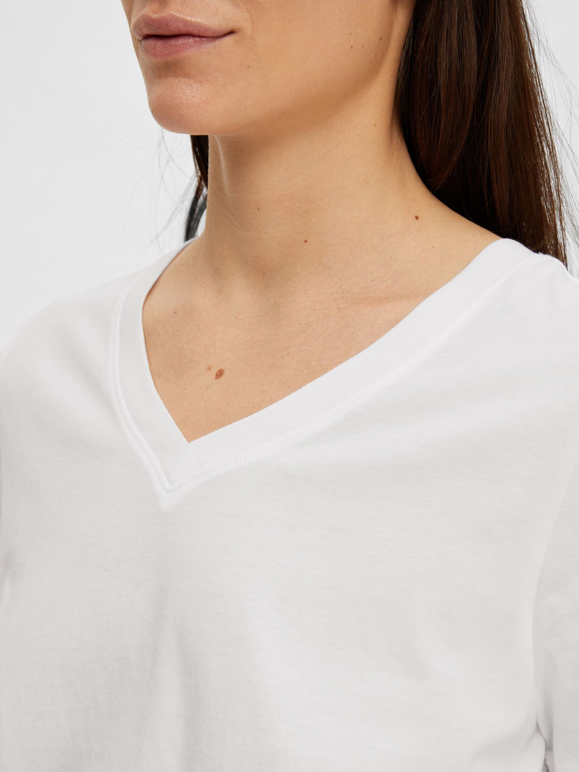 Selected Femme V-neck Classic T-shirt White - 5