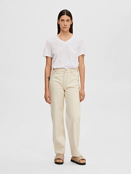 Selected Femme V-neck Classic T-shirt White
