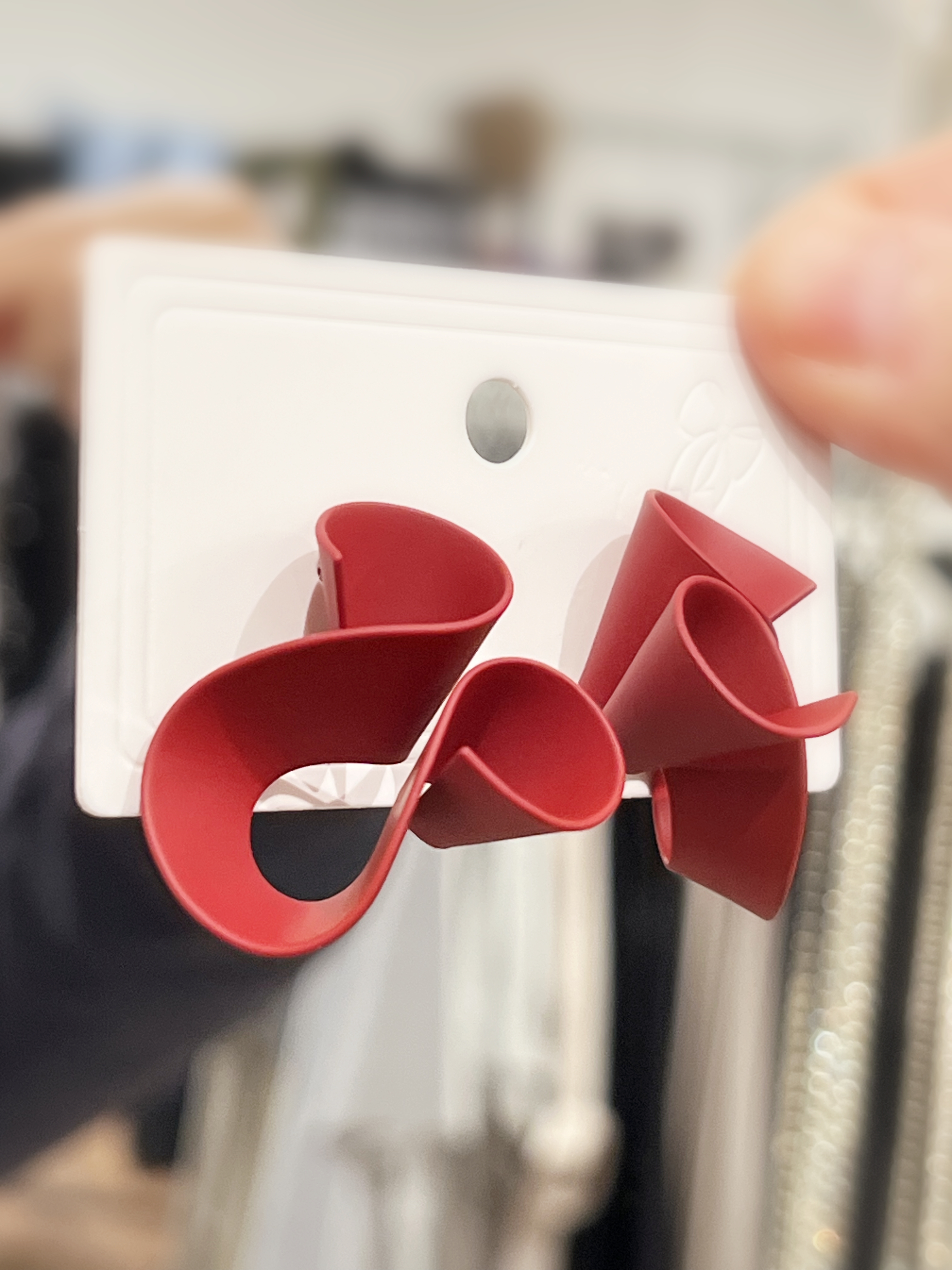 VACC 3D Spiral Ribbon Earrings Red