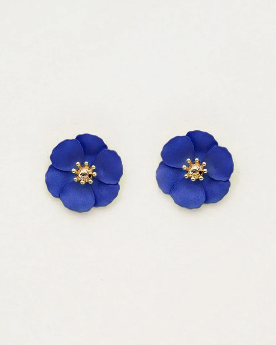 BOW19 Flower Small Earrings Navy