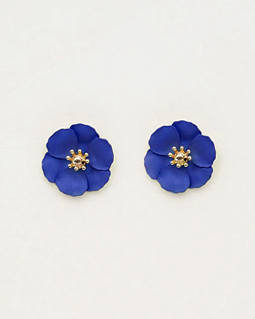 BOW19 Flower Small Earrings Navy