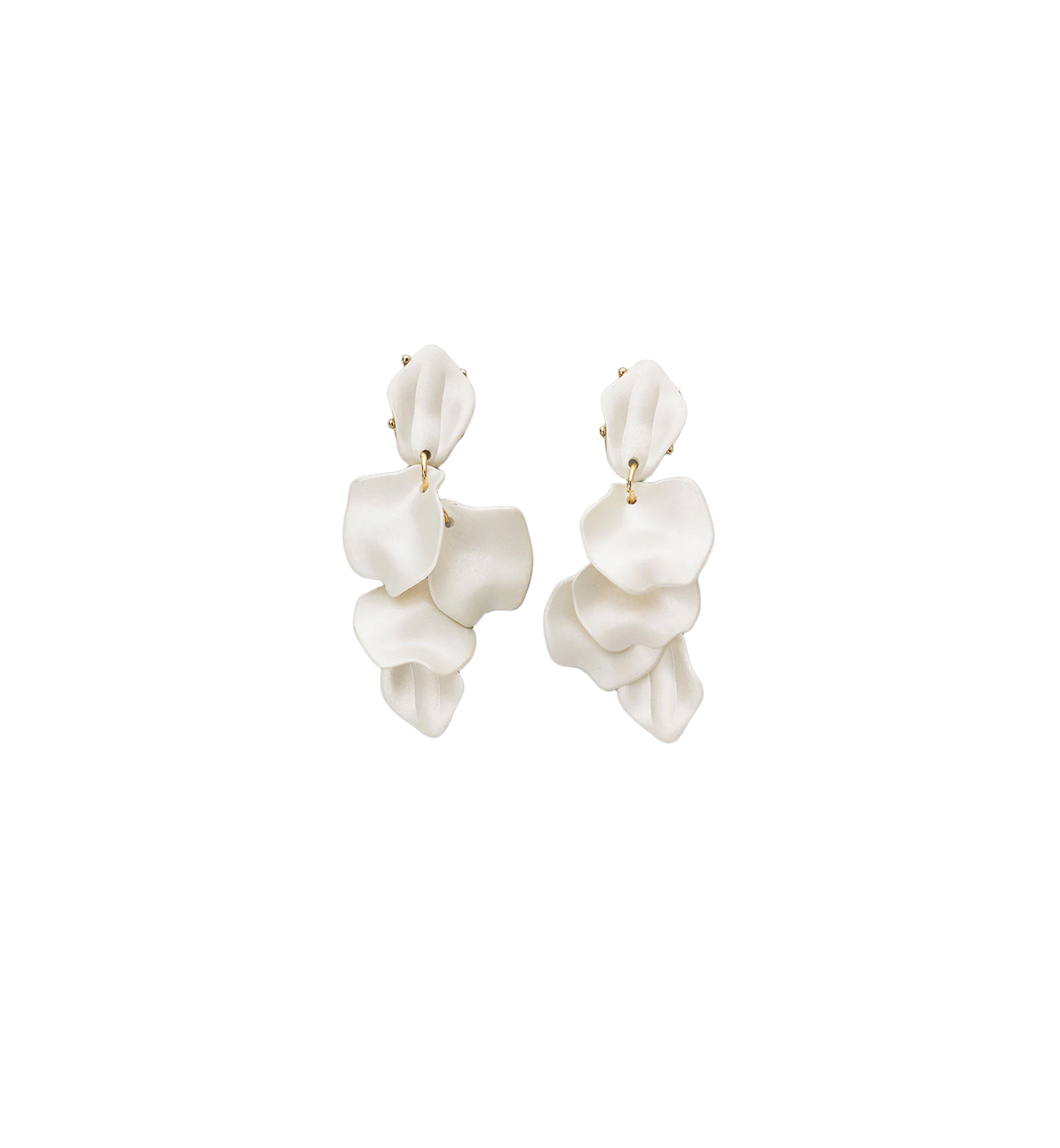 BOW19 Leaf Earrings Pearl White