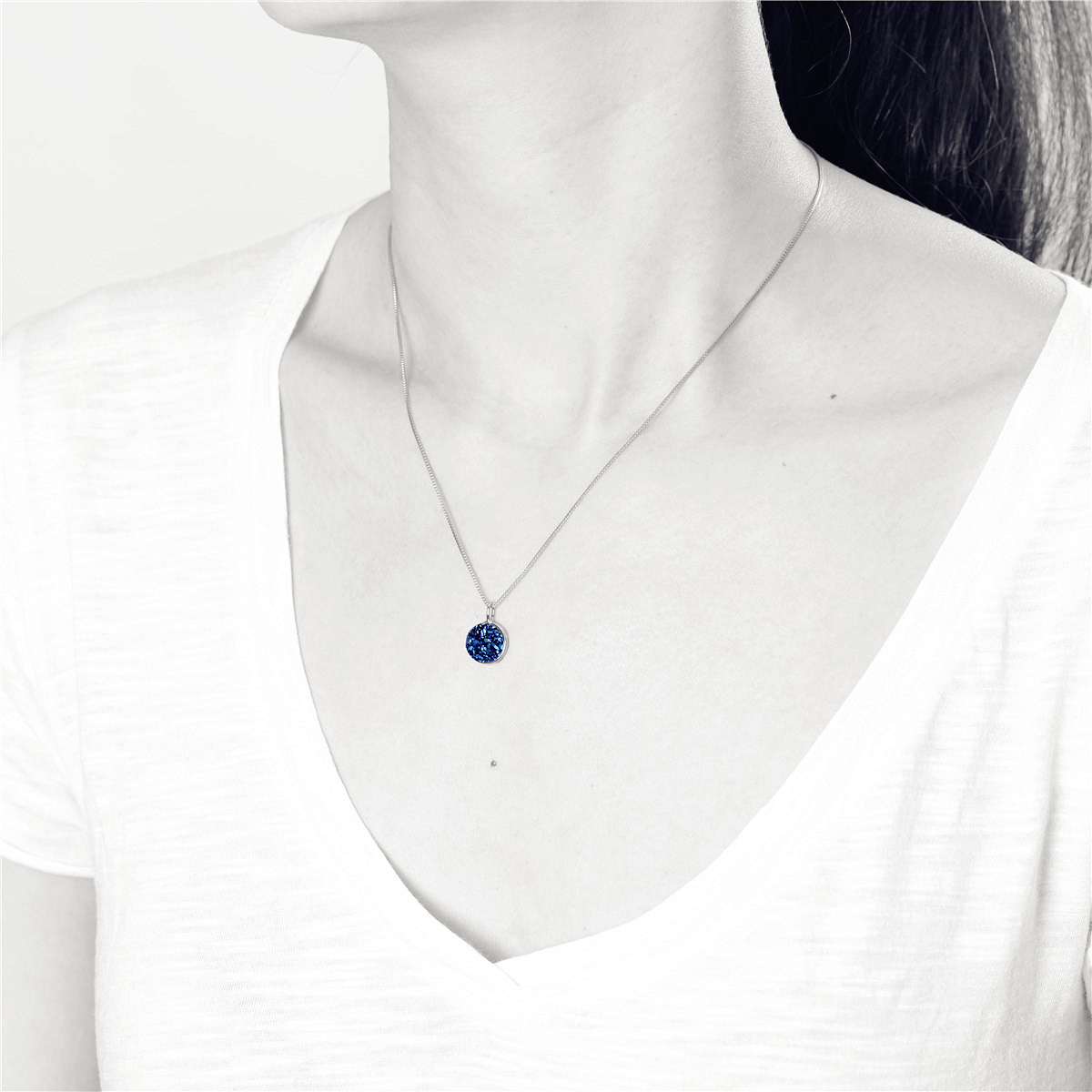 V Jewelry Lizz halsband 10mm sapphire kristall Platinum - 2