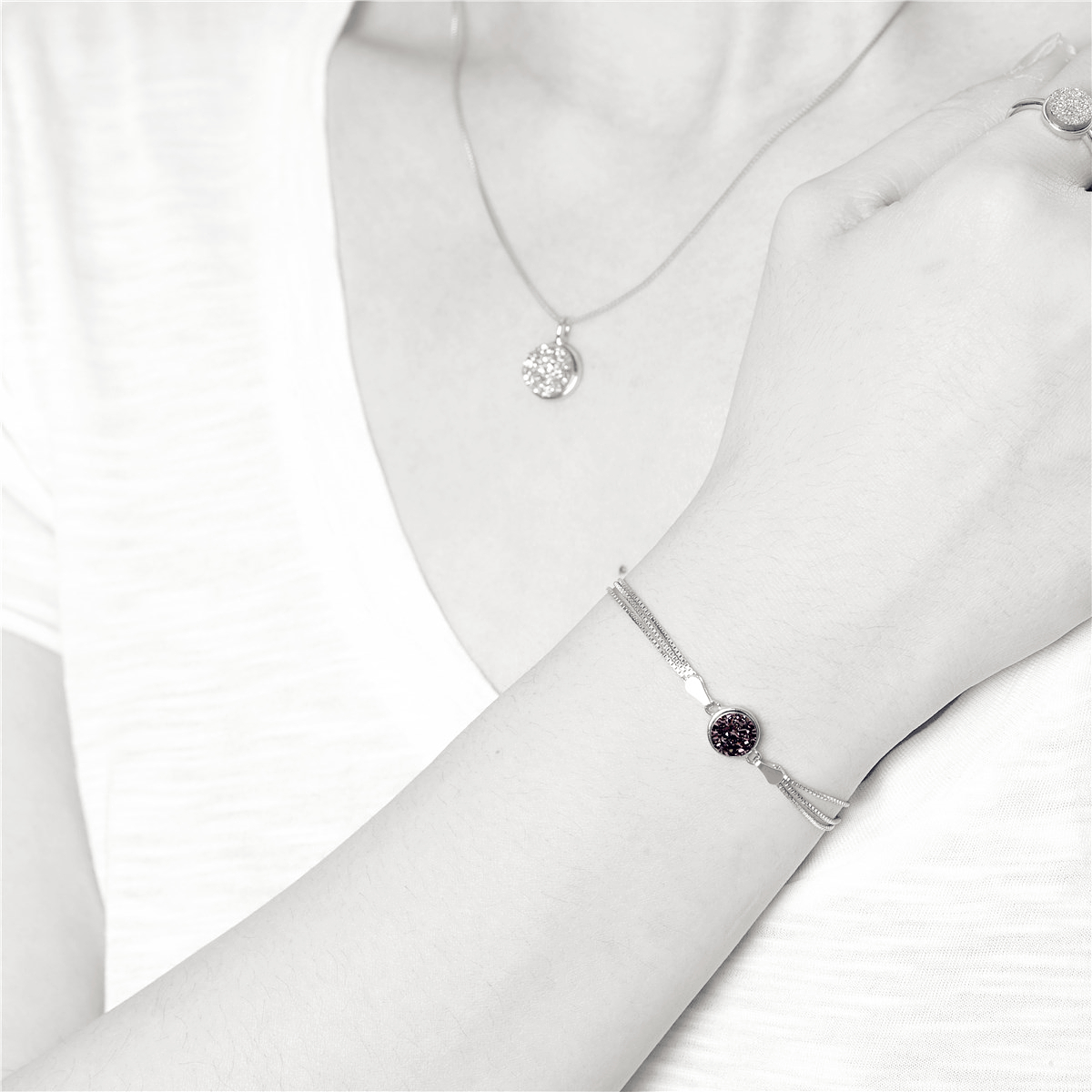 V Jewelry Lizz armband 8mm coffee kristall Platinum - 2