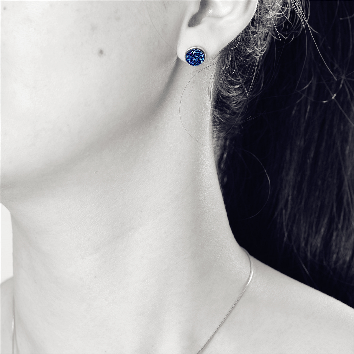 V Jewelry Lizz studs 8mm sapphire kristall Platinum - 2