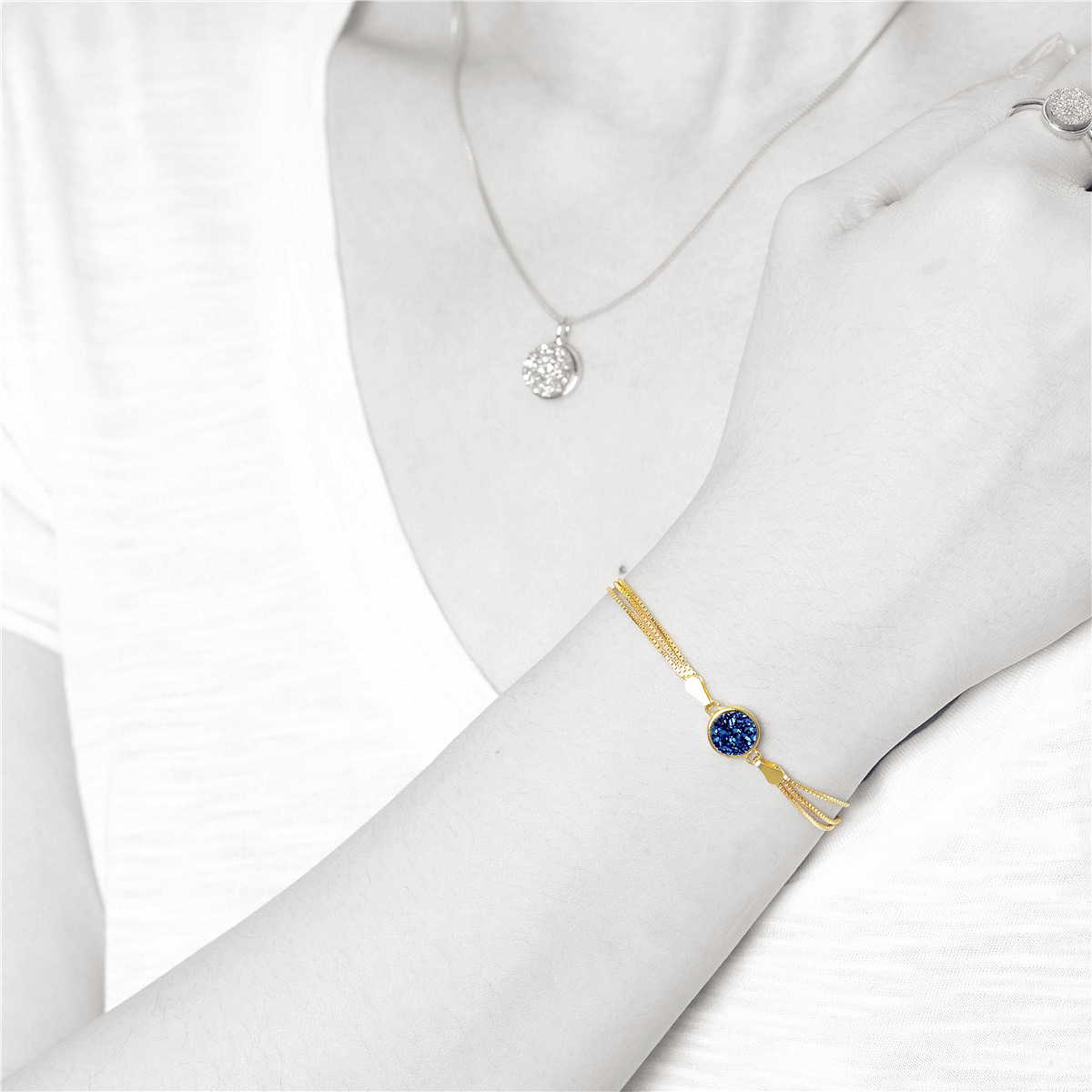 V Jewelry Lizz armband 8mm sapphire kristall Guld - 2