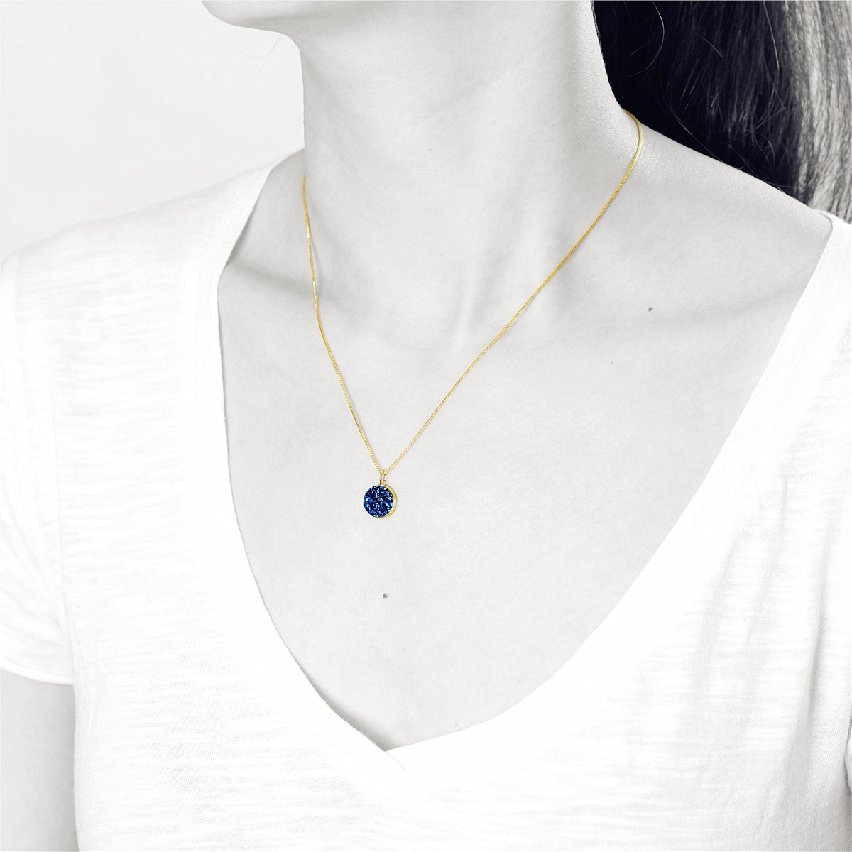 V Jewelry Lizz halsband 10mm sapphire kristall Guld - 2
