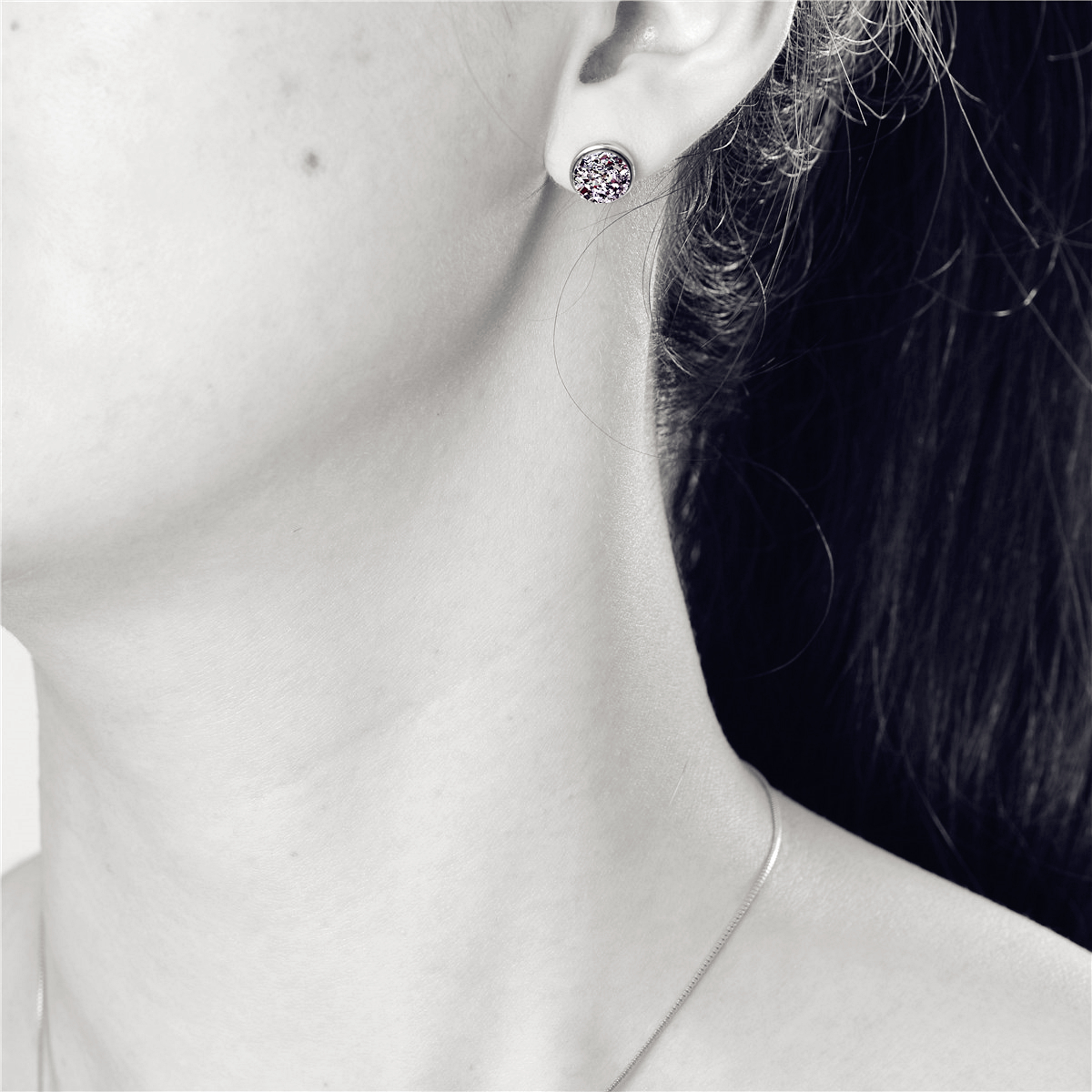 V Jewelry Lizz Studs Silver 8mm Platinum - 2