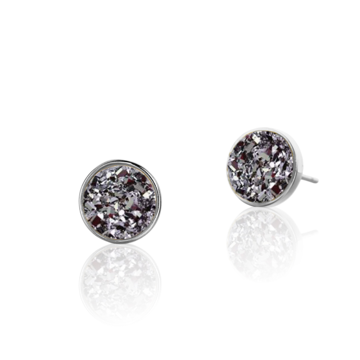 V Jewelry Lizz Studs Silver 8mm Platinum