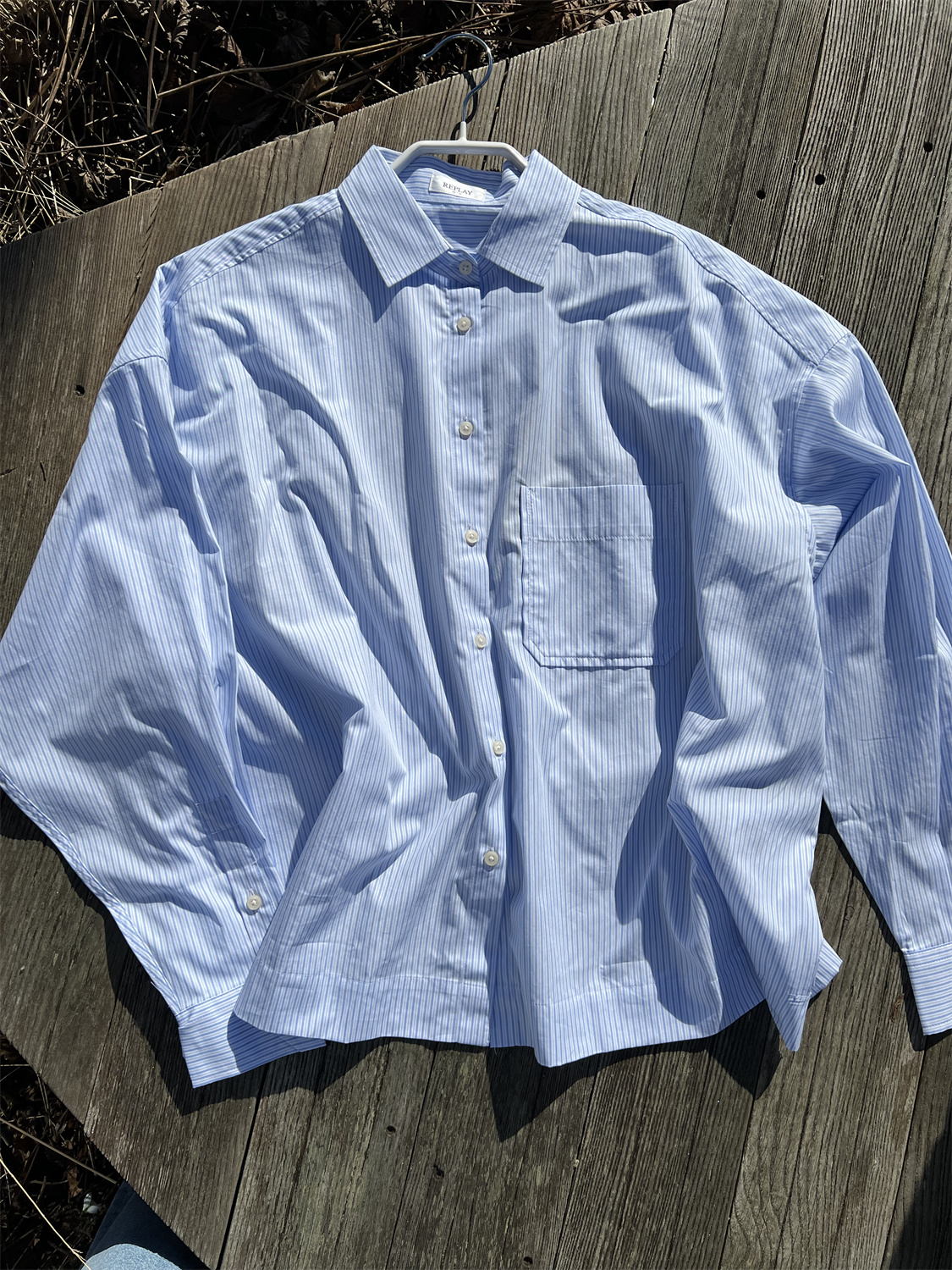 Replay Striped Shirt Skyblue