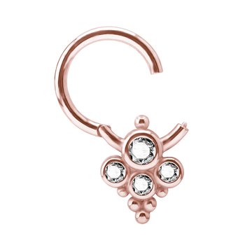 Clicker - 1,2 mm - öppningsbar - roséguld - vita kristaller
