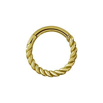 Vackert twistad clickerring-guldfärgad-stål-1,2mm